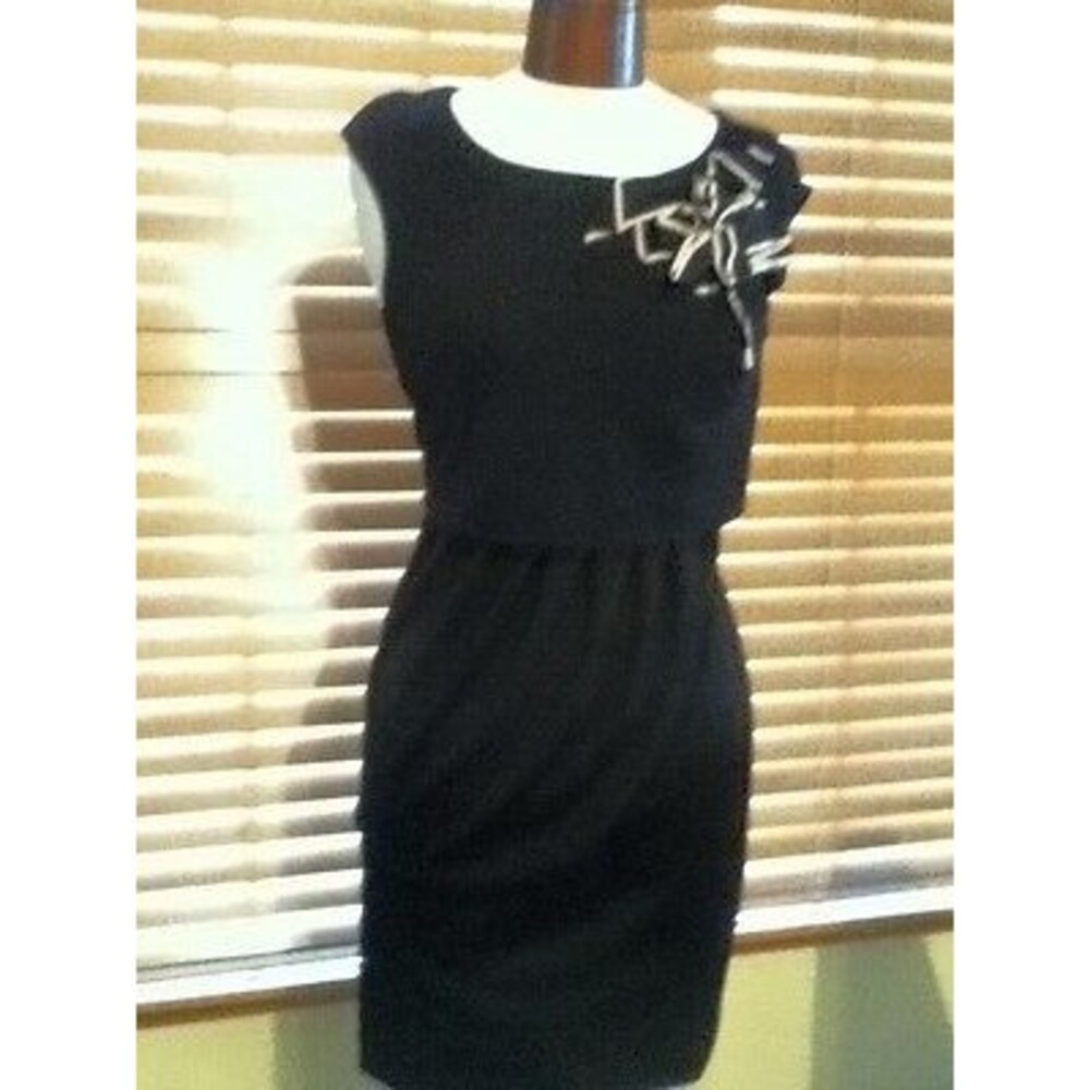 Moschino Women's Dress Cheap Chic Black Jersey Ribbon Detail Size 8 NWOT